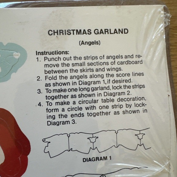 Vintage Paper Christmas Angels Garland Centerpiece 1987 USA Country Craft 80s - Picture 2 of 9